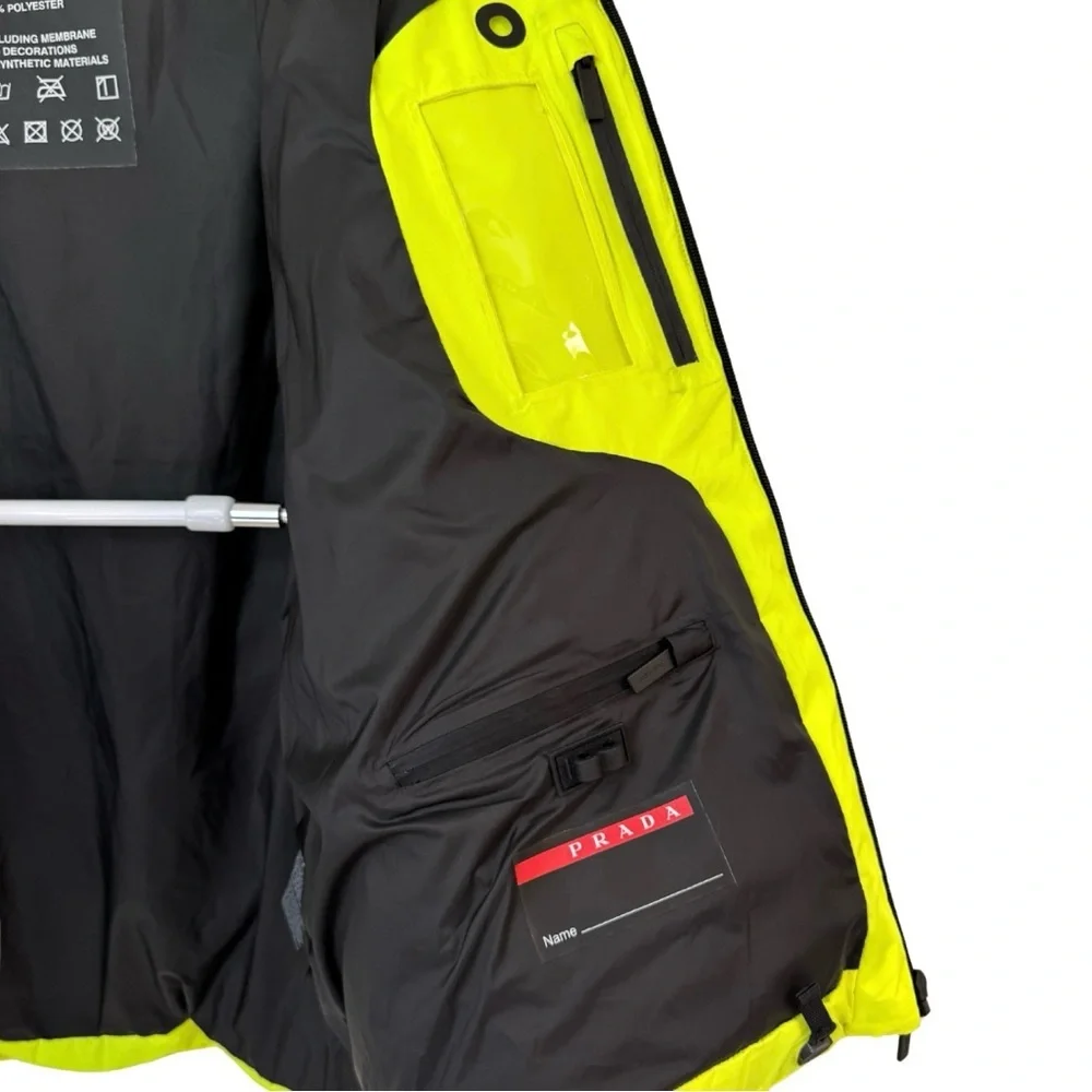 Prada Linea Rossa‎ Down Puffer Coat Neon Yellow LR-HX015 Size XXL